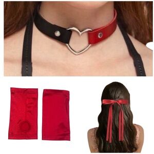 Rave Festival Punk Bundle: Choker Hair Bow, fingerless gloves